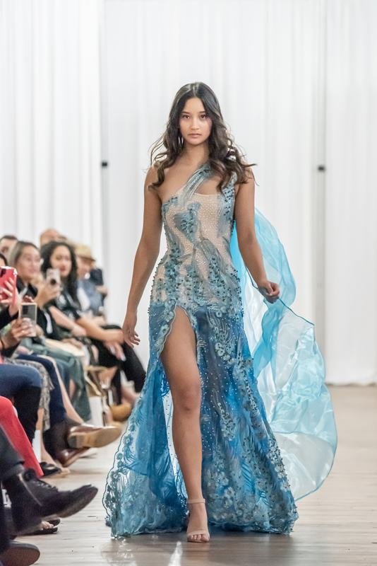 Designer piece on stage at Le Pasefika Runway 2022