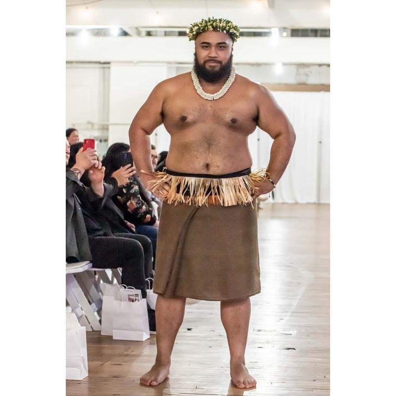 Model walking the 2022 Le Pasefika Runway