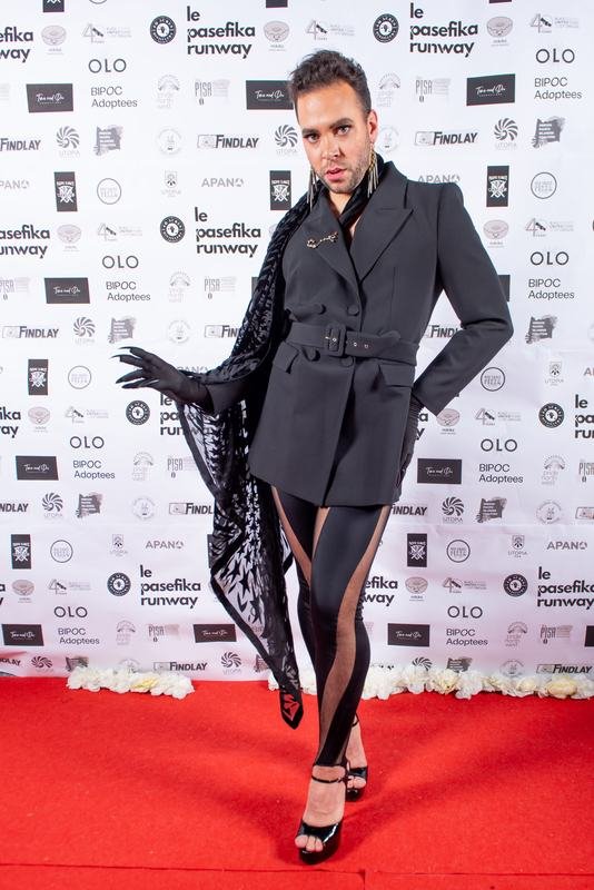 Model walking the 2023 Le Pasefika Runway