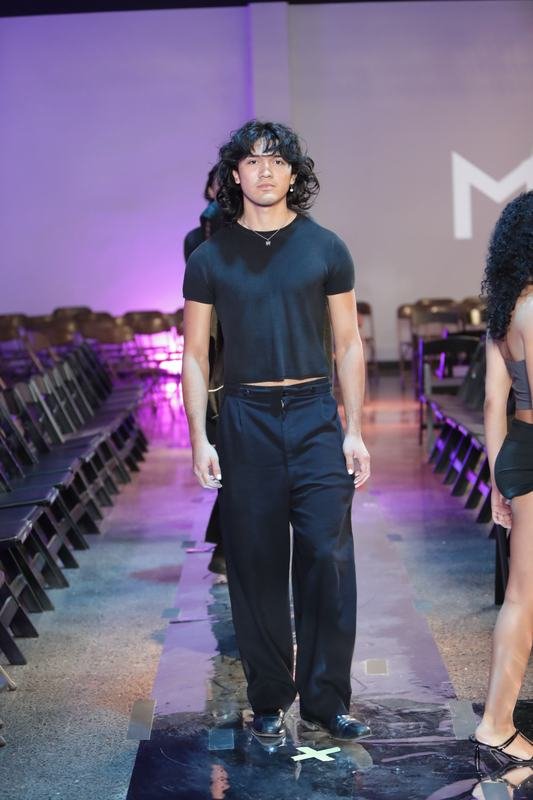 Runway look from the 2025 Le Pasefika Runway show at Porsche Studio Portland